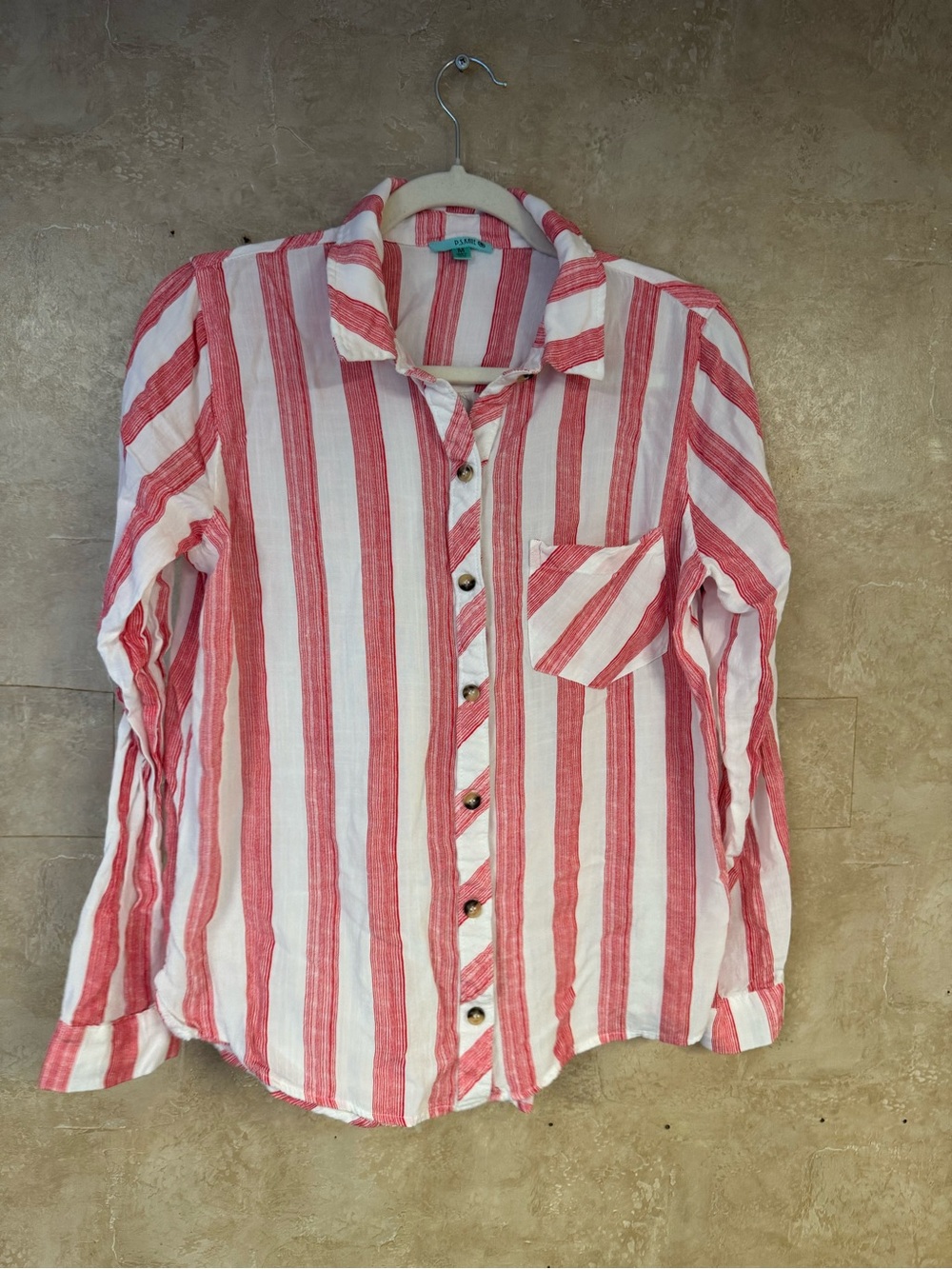 Preowned P.S. Kate Red and White Long Sleeve Top Size M Bust 19" Item #PHK7747 - Picture 1 of 4